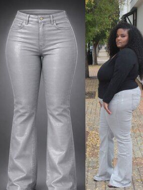 3X Metallic Grey Jeans